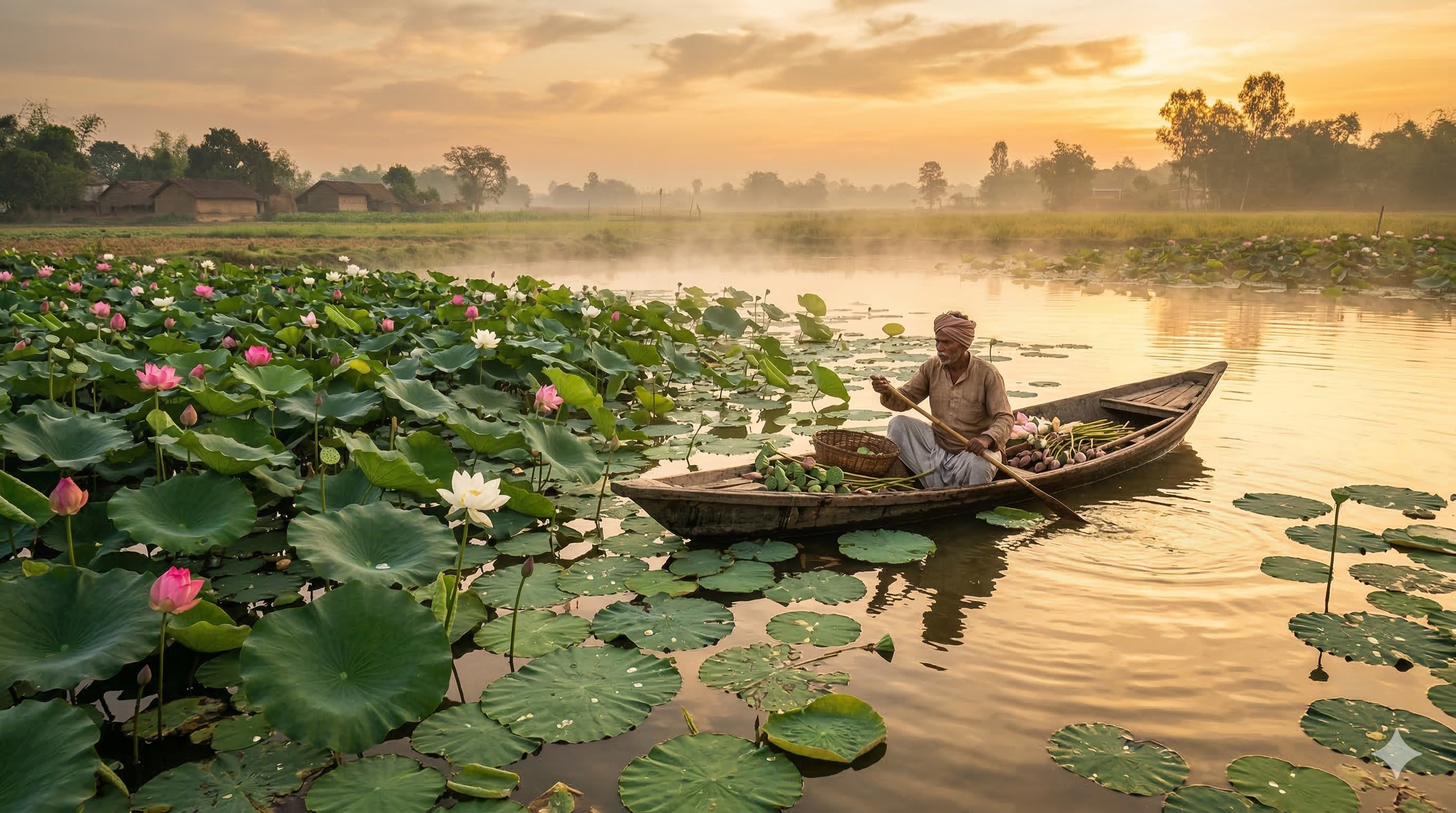 Harvesting Makhana from Lotus Ponds